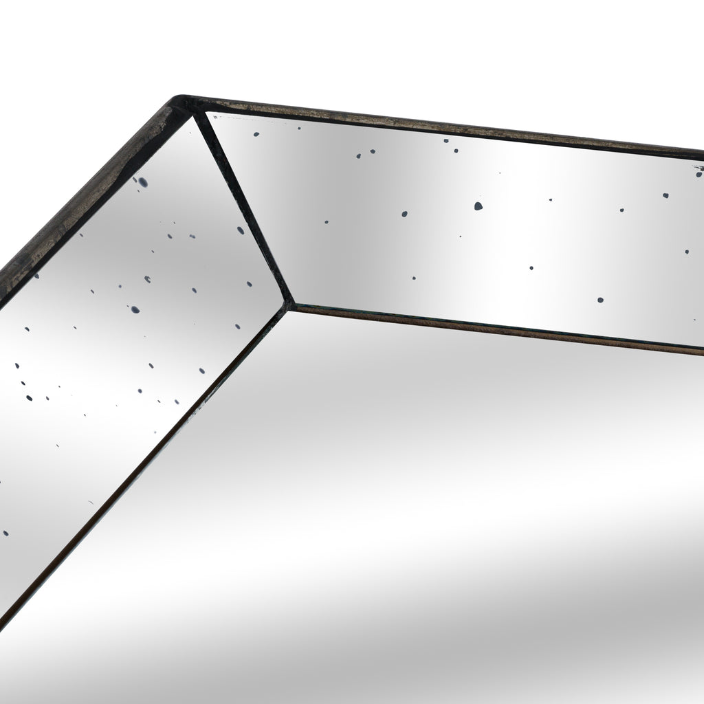 Rivington Distressed Mirrored Square Tray W/Wooden Detailing Lge – view 2