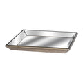Rivington Distressed Mirrored Square Tray W/Wooden Detailing Lge – product view