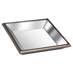 Rivington Distressed Mirrored Square Tray W/Wooden Detailing Sml – product view
