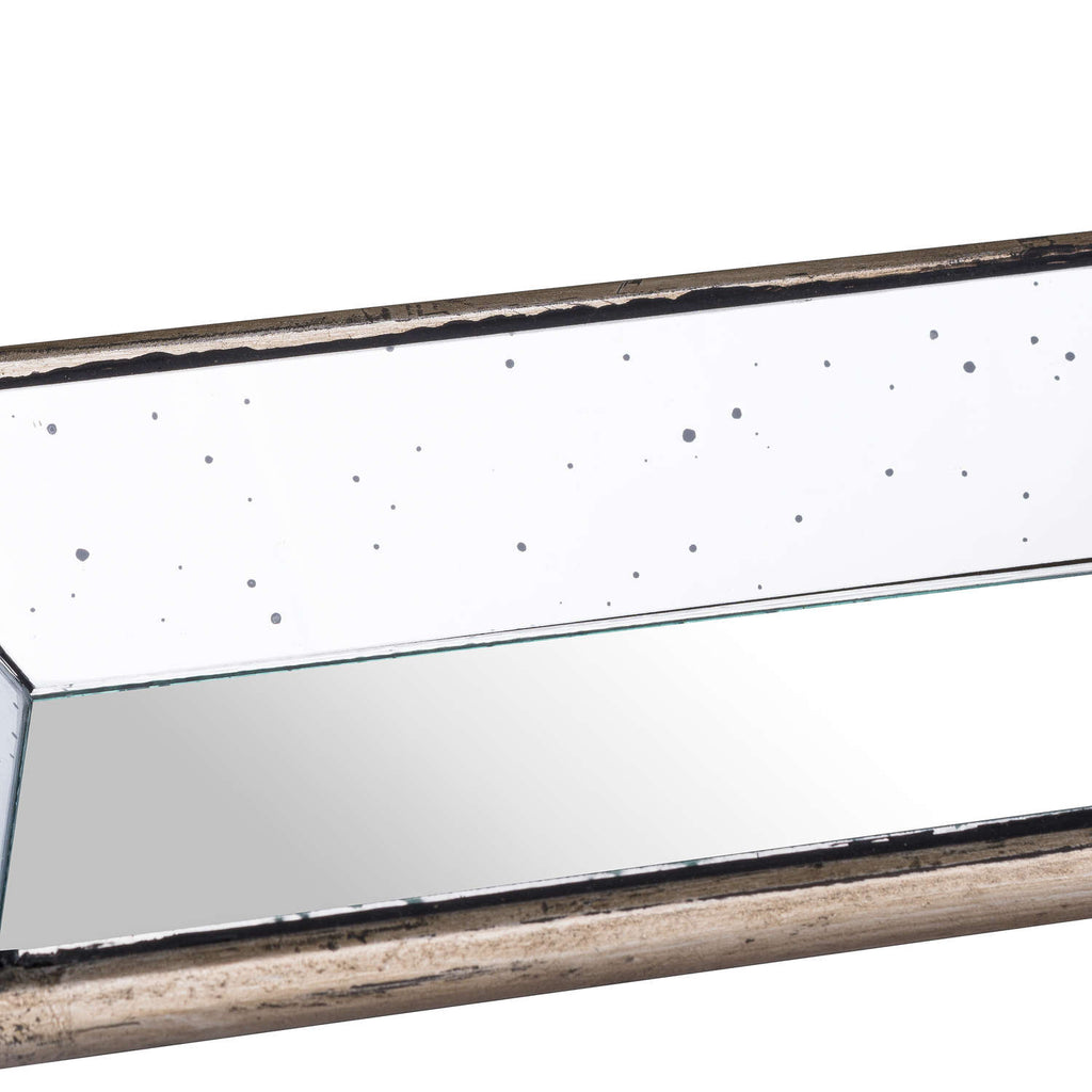 Rivington Distressed Mirrored Display Tray With Wooden Detailing – view 2
