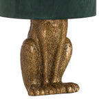Bramble Antique-Gold Hare Table Lamp With Green Velvet Shade – view 2