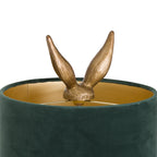 Bramble Antique-Gold Hare Table Lamp With Green Velvet Shade – view 3