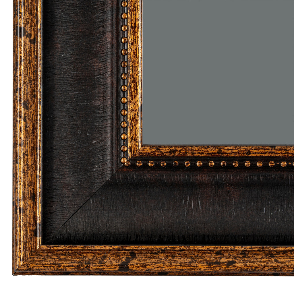 Antique  Black and Gold Beaded 4X6 Wooden Picture Frame