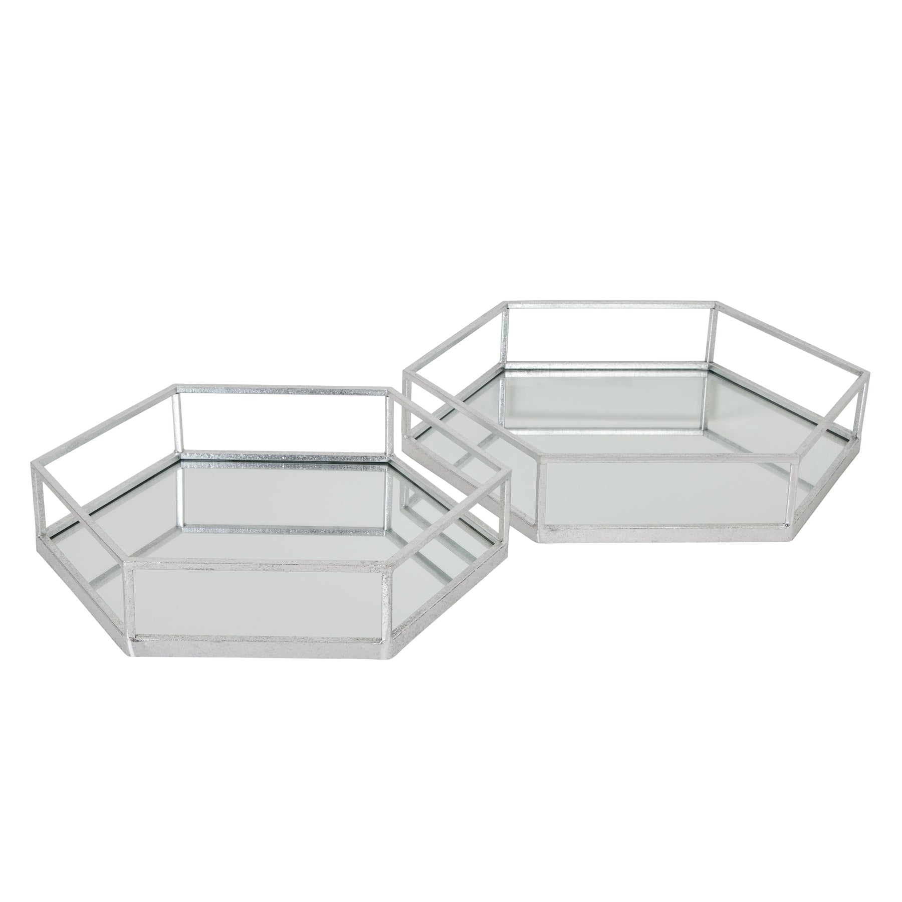 Mercer Silver Hexagon Set Of Two Trays – product view