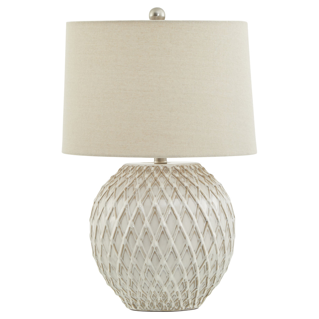 Weave Ceramic Table Lamp With Linen Shade – view 2