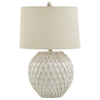 Weave Ceramic Table Lamp With Linen Shade – view 2