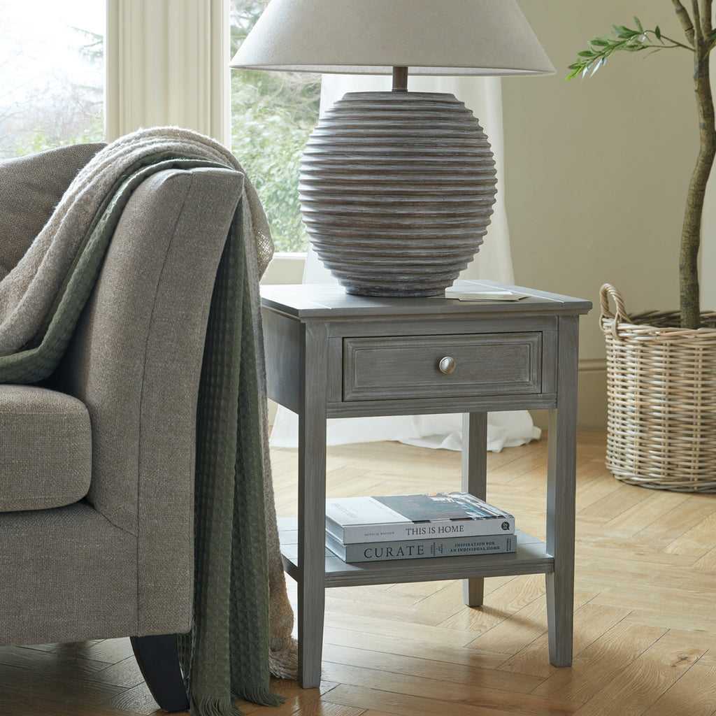 Saturn Ceramic Table Lamp With Linen Shade