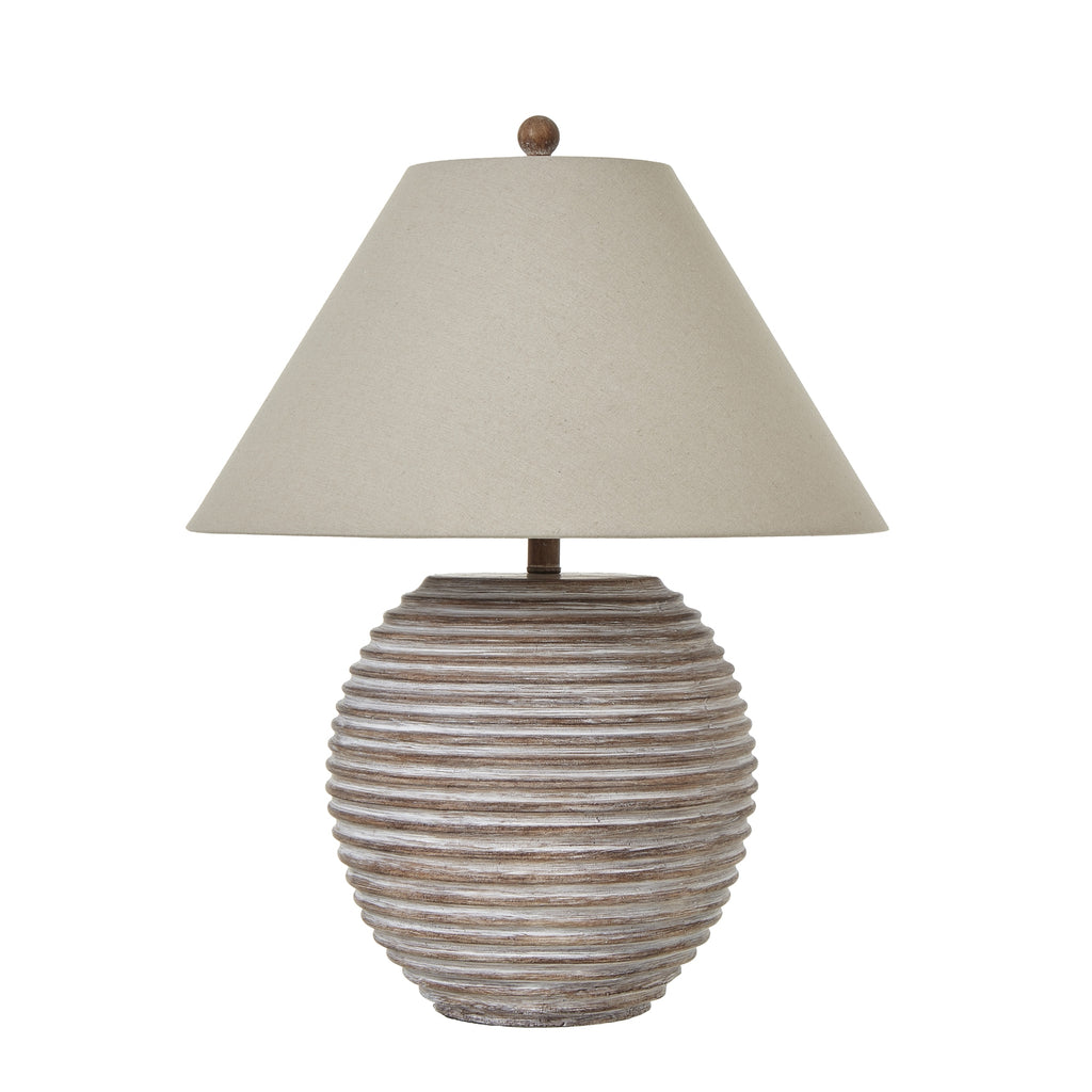 Saturn Ceramic Table-Lamp-With-Linen-Shade Product Image
