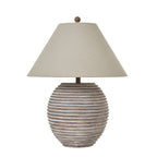Saturn Ceramic Table-Lamp-With-Linen-Shade Product Image
