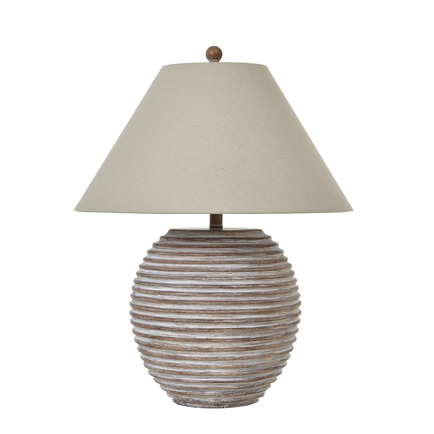 Saturn Ceramic Table-Lamp-With-Linen-Shade Product Image