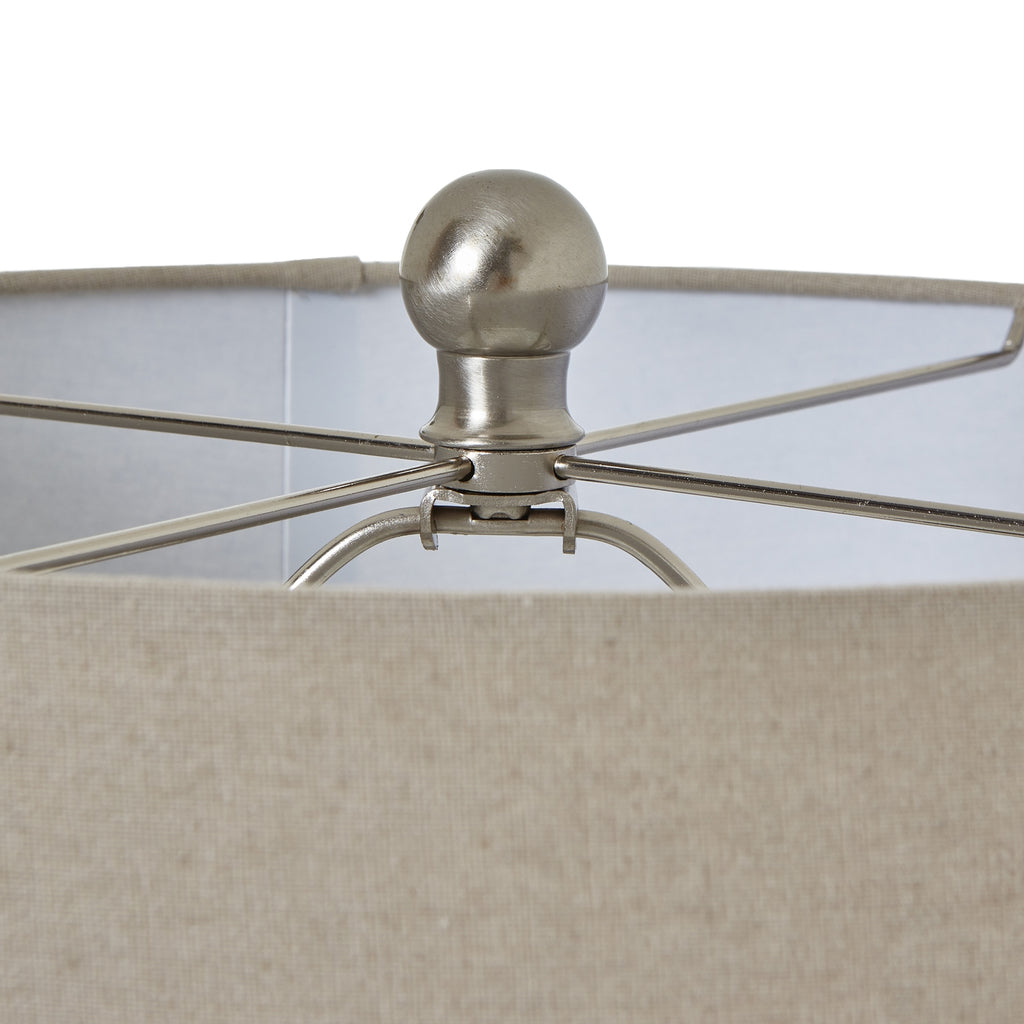Squat Squat Beaded Ceramic Lamp With Linen Shade