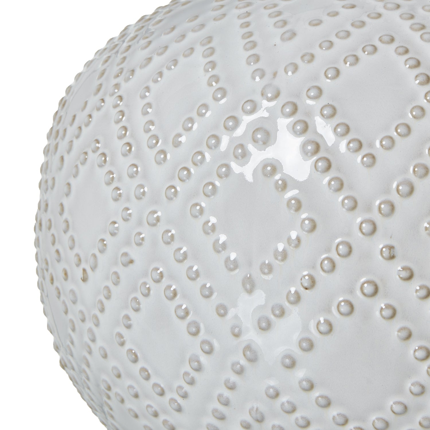 Squat Squat Beaded Ceramic Lamp With Linen Shade