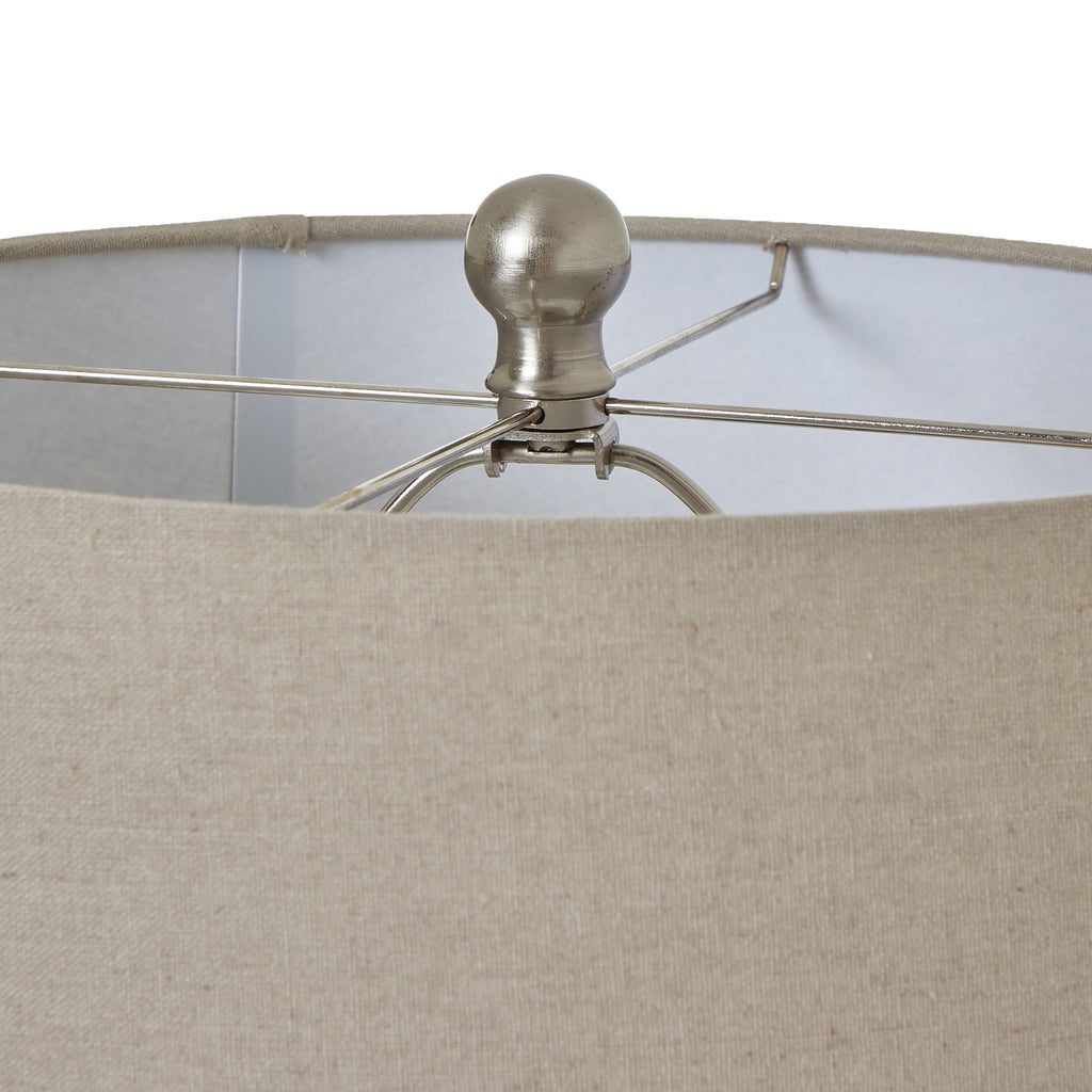 Pearl White Beaded Ceramic Lamp With Linen Shade – view 2