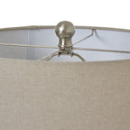 Pearl White Beaded Ceramic Lamp With Linen Shade – view 2