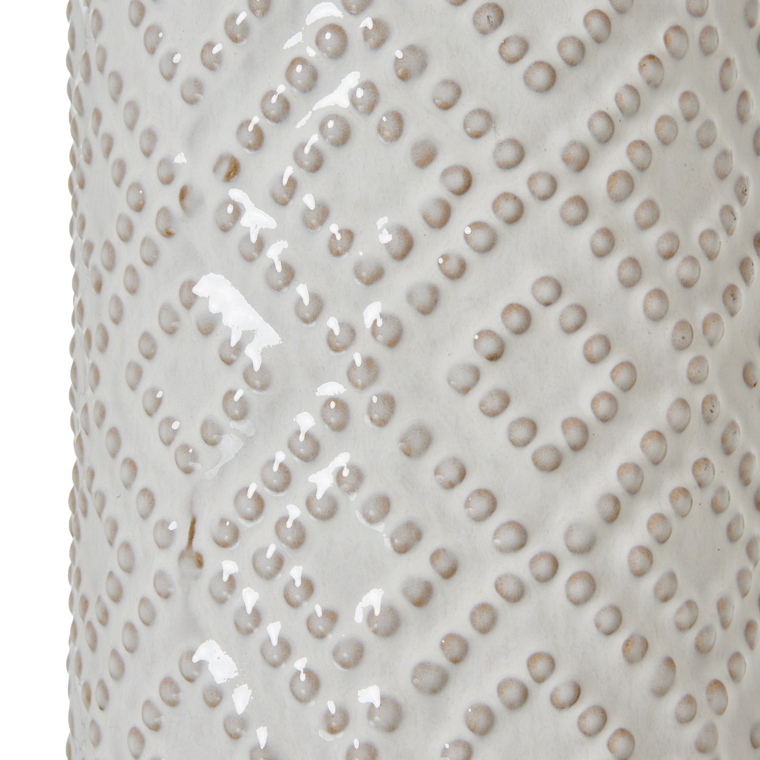 Pearl White Beaded Ceramic Lamp With Linen Shade – view 3