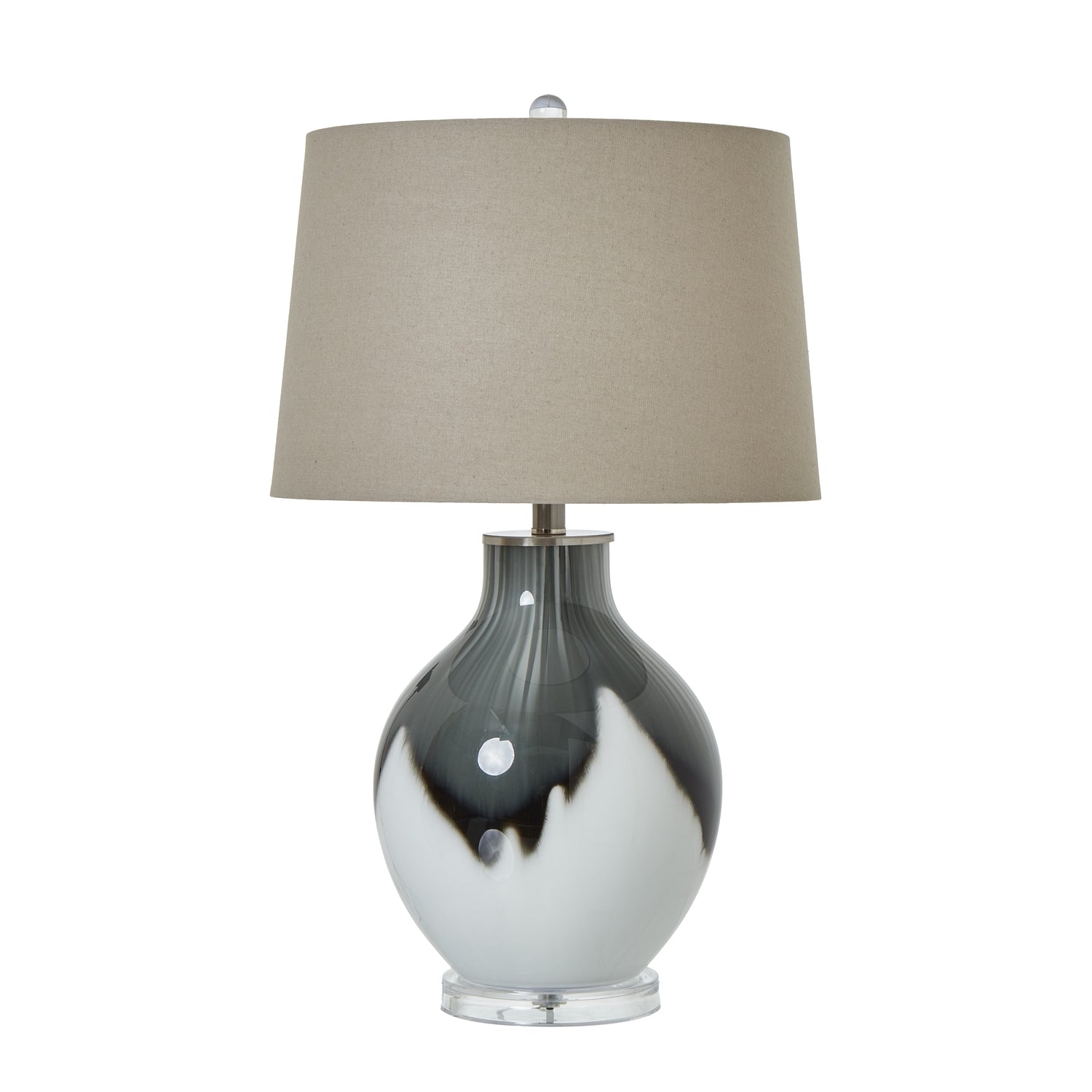 Shadows Glass Table-Lamp-With-Linen-Shade Product Image