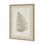 Delicate Fern Single Frond Art Print On Torn Paper Beaded Wooden Frame