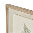 Delicate Fern Single Frond Art Print On Torn Paper Beaded Wooden Frame