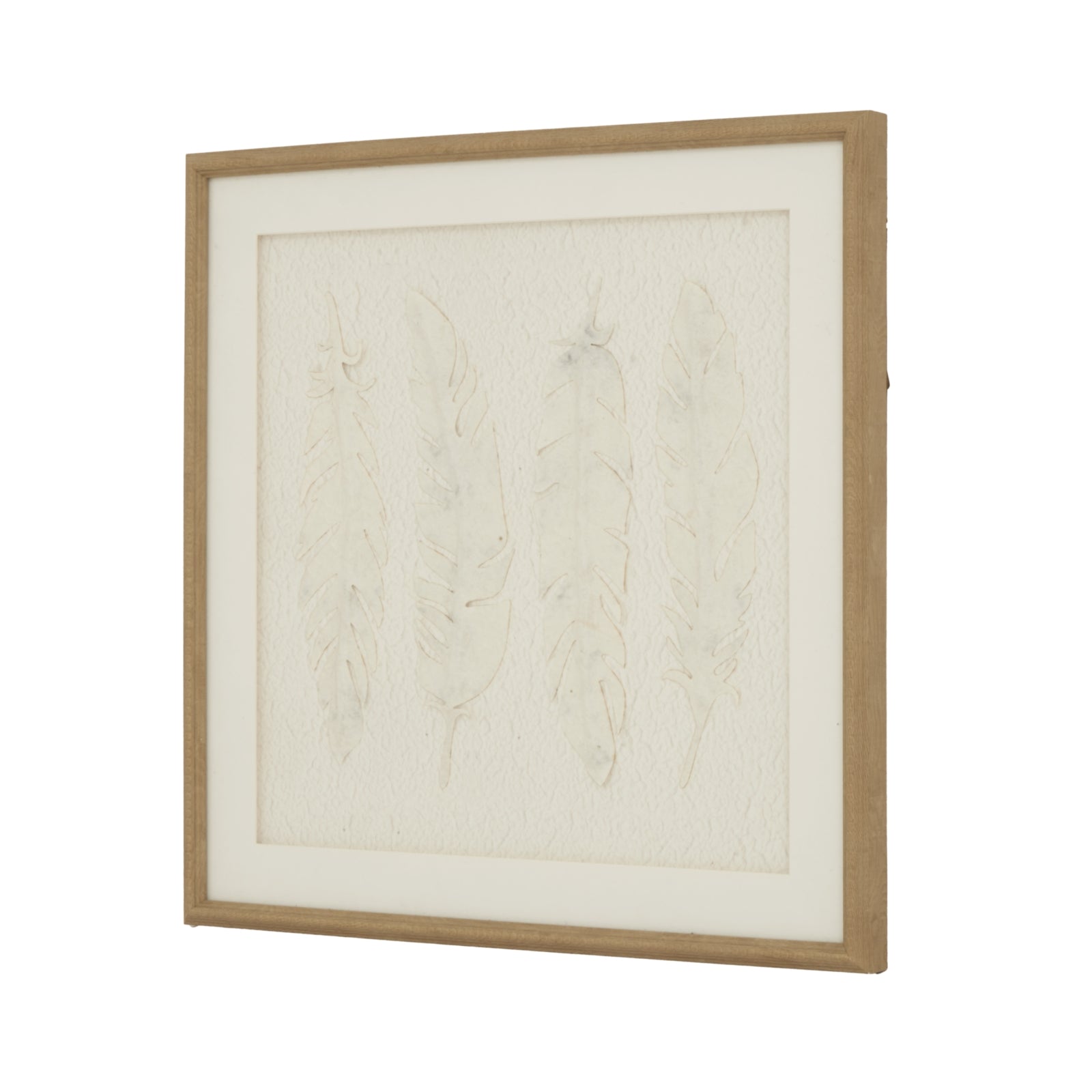 Feather Impressions Drift Cut Paper Collage Artwork On Canvas Mounted in Beaded Wooden Frame
