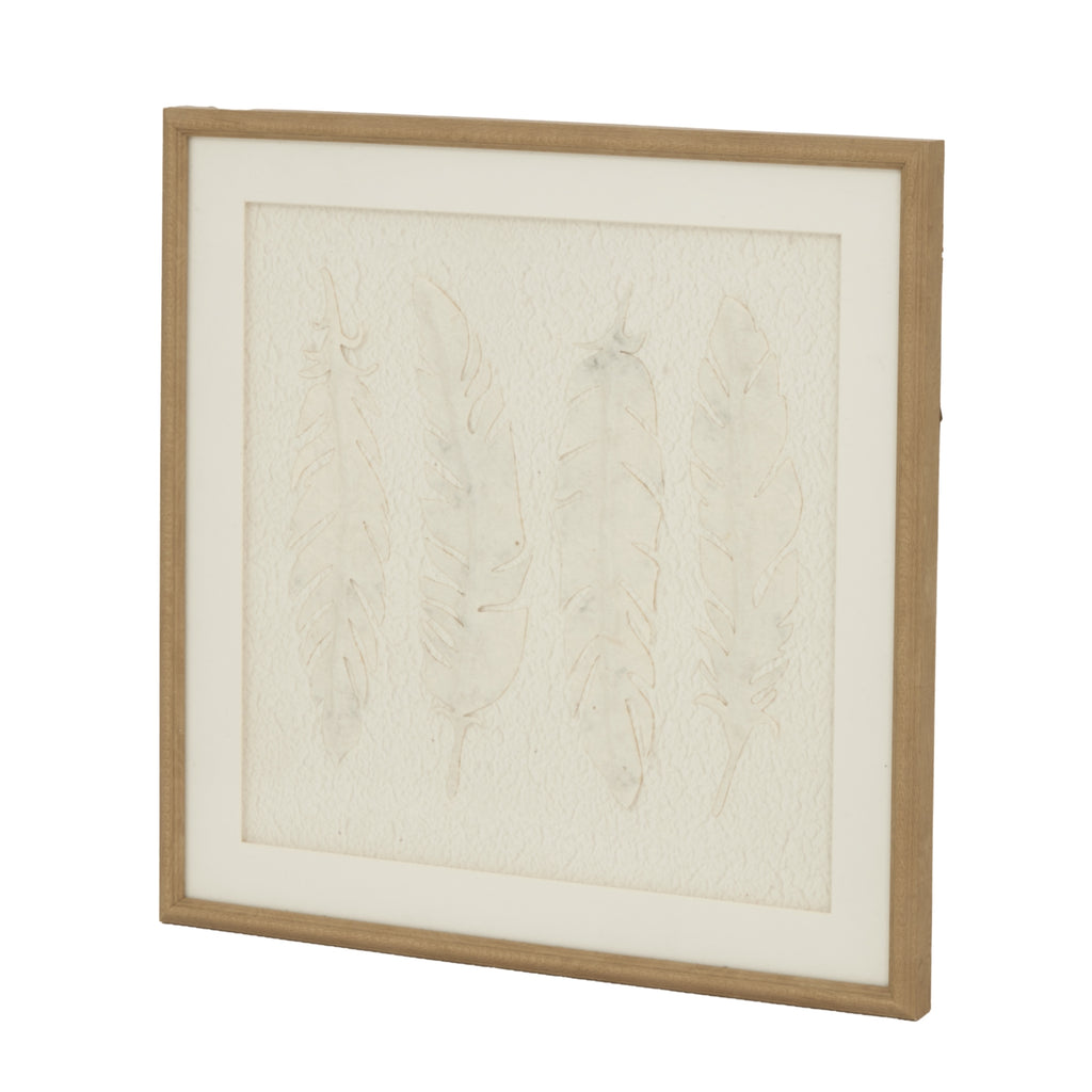 Feather Impressions Drift Cut Paper Collage Artwork On Canvas Mounted in Beaded Wooden Frame Product Image