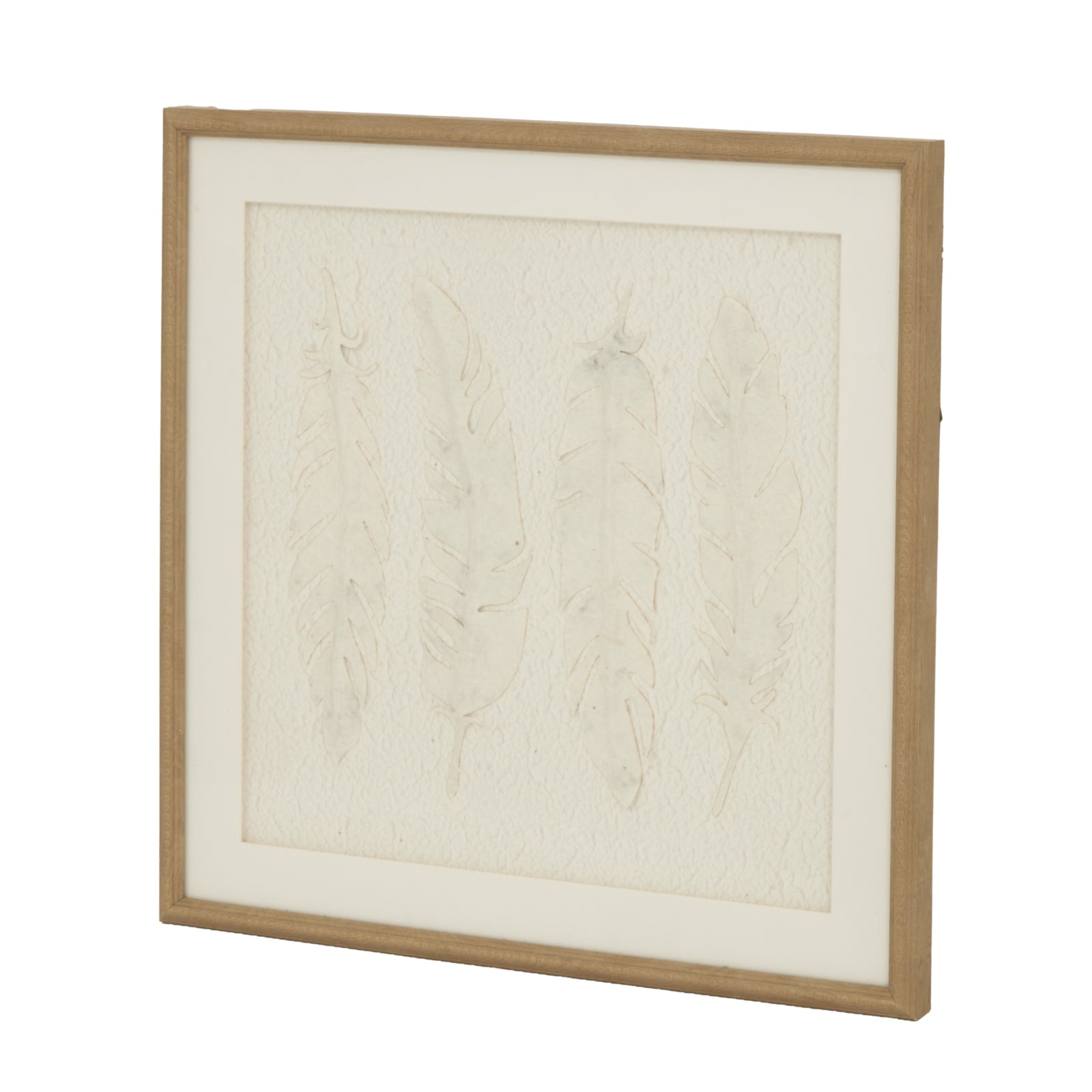 Feather Impressions Drift Cut Paper Collage Artwork On Canvas Mounted in Beaded Wooden Frame Product Image