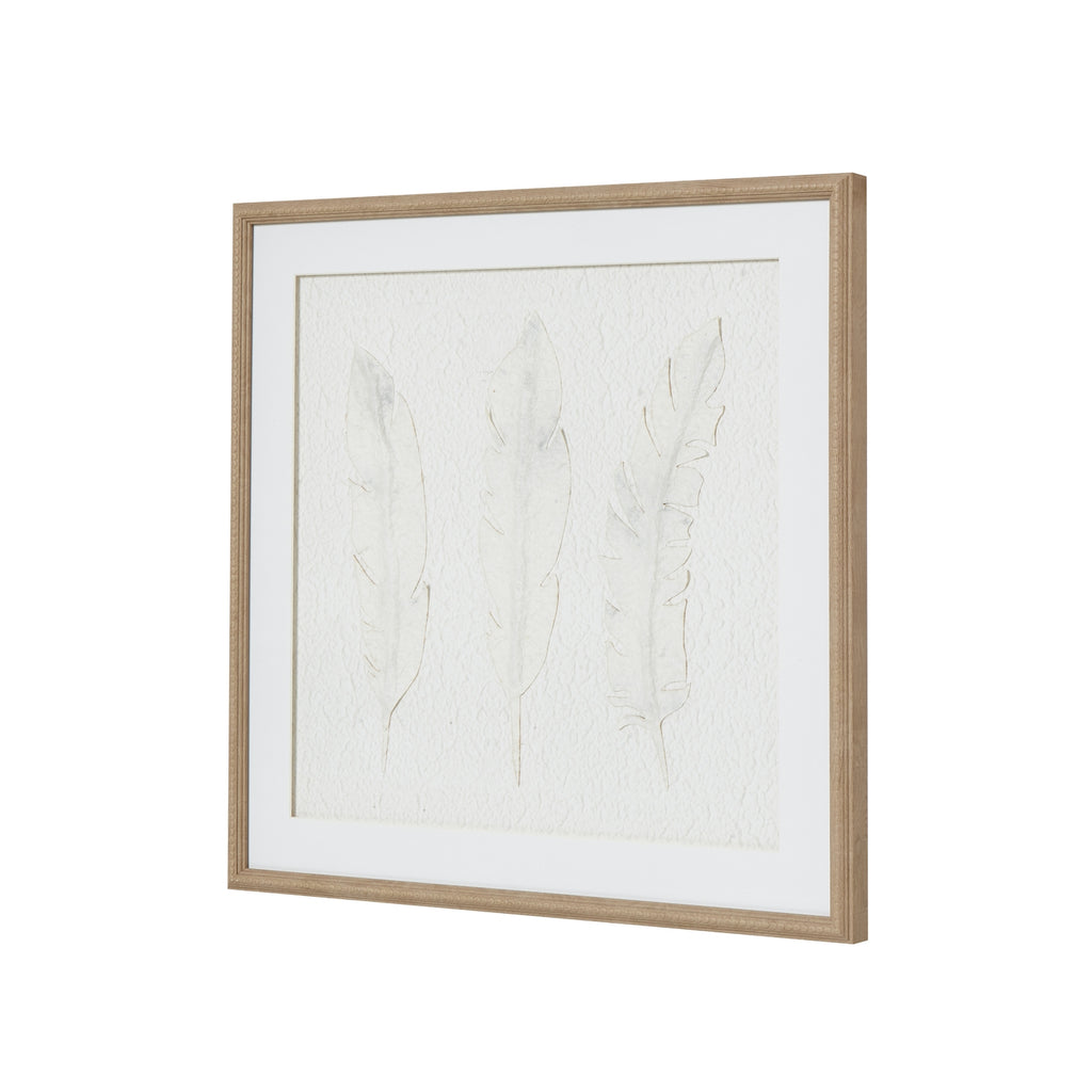 Feather Impressions Flight Cut Paper Collage Artwork On Canvas Mounted in Beaded Wooden Frame
