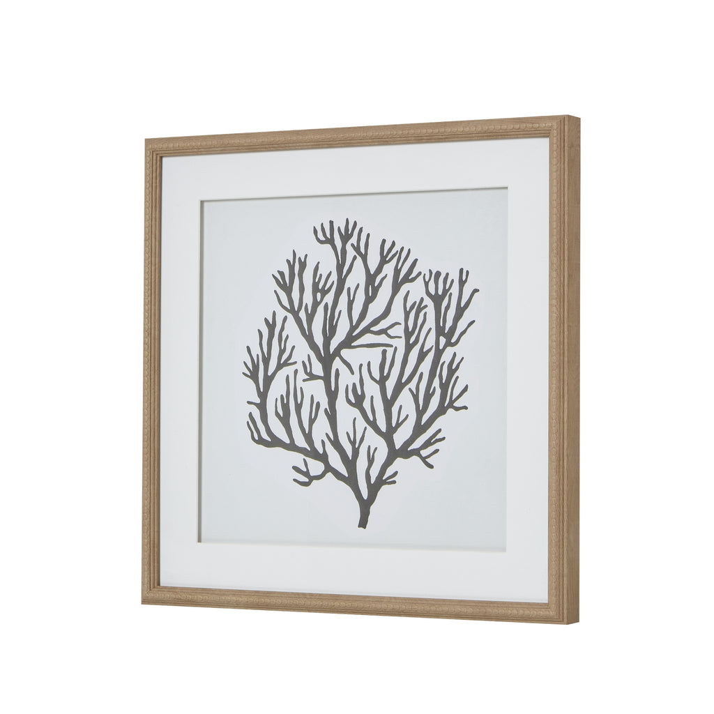 Atoll Silhouette Reaching Thread Artwork On Canvas Mounted in Beaded Wooden Frame
