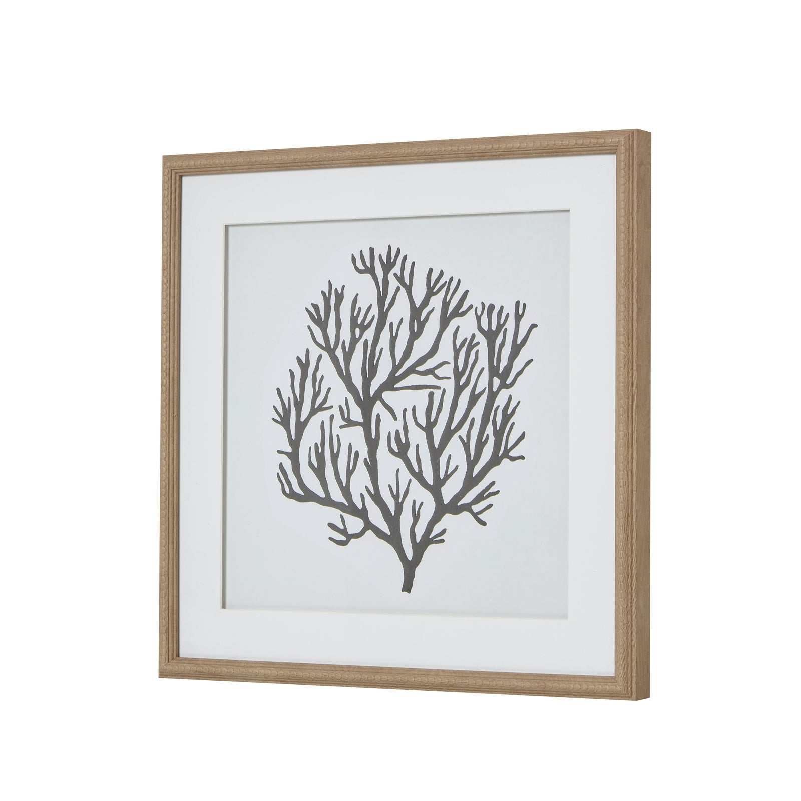 Atoll Silhouette Reaching Thread Artwork On Canvas Mounted in Beaded Wooden Frame