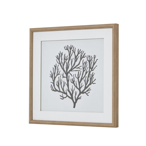 Atoll Silhouette Reaching Thread Artwork On Canvas Mounted in Beaded Wooden Frame