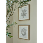 Atoll Silhouette Reaching Thread Artwork On Canvas Mounted in Beaded Wooden Frame