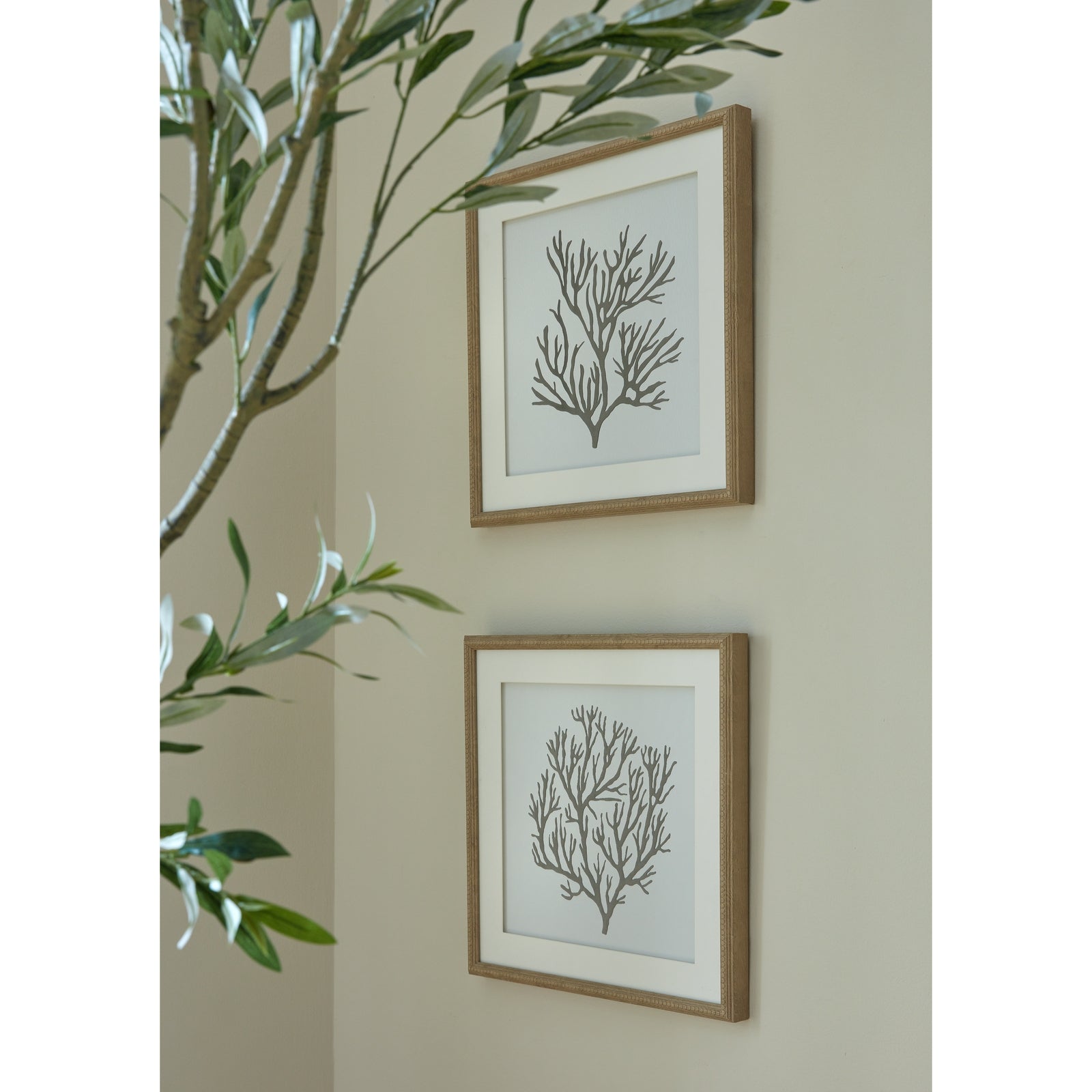 Atoll Silhouette Reaching Thread Artwork On Canvas Mounted in Beaded Wooden Frame