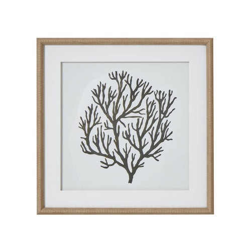 Atoll Silhouette Reaching Thread Artwork On Canvas Mounted in Beaded Wooden Frame Product Image