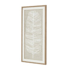 Thread Feathers Large Plume White Feather Thread Artwork On Canvas Mounted in Beaded Wooden Frame