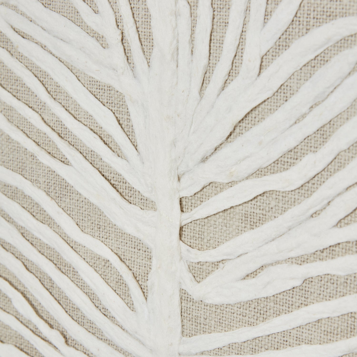 Thread Feathers Large Plume White Feather Thread Artwork On Canvas Mounted in Beaded Wooden Frame