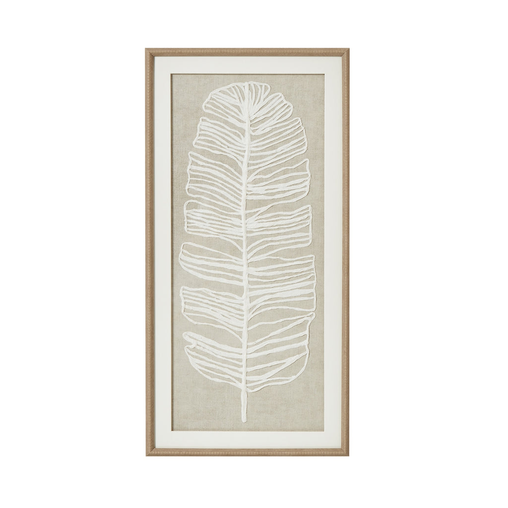 Thread Feathers Large Plume White Feather Thread Artwork On Canvas Mounted in Beaded Wooden Frame Product Image