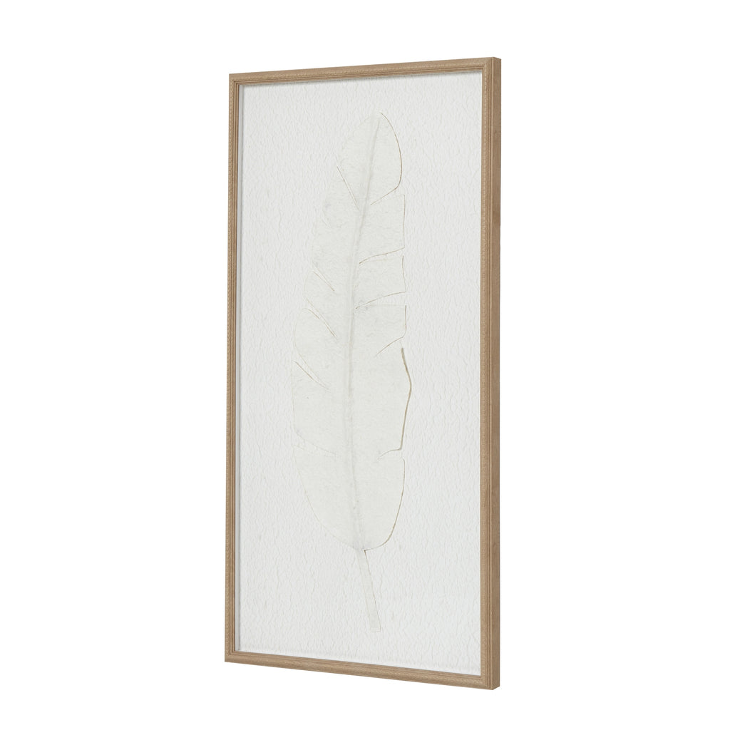Feather Impressions Plume Cut Paper Collage Artwork On Canvas Mounted in Beaded Wooden Frame