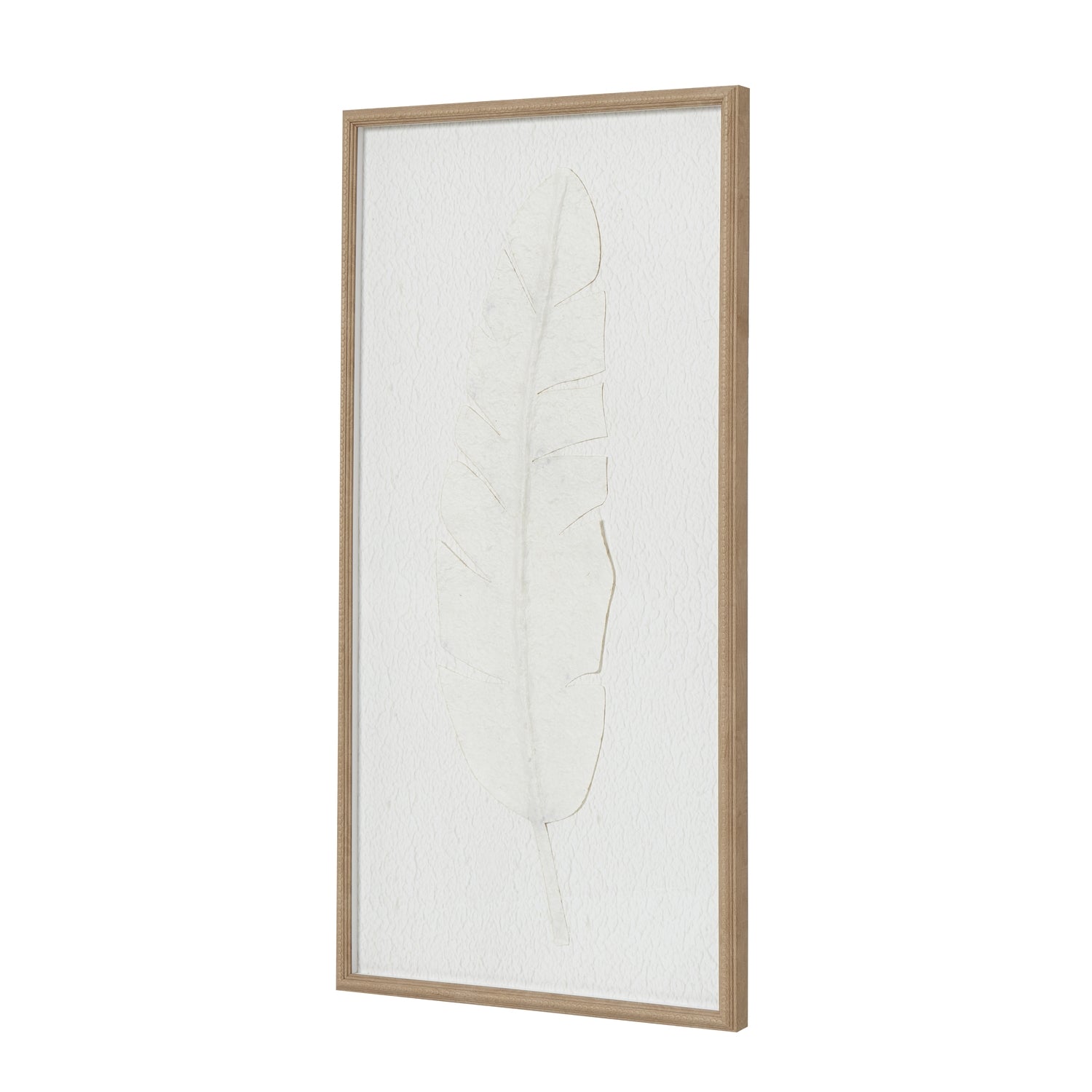 Feather Impressions Plume Cut Paper Collage Artwork On Canvas Mounted in Beaded Wooden Frame