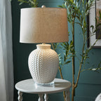 Twill Ceramic Table Lamp With Linen Shade
