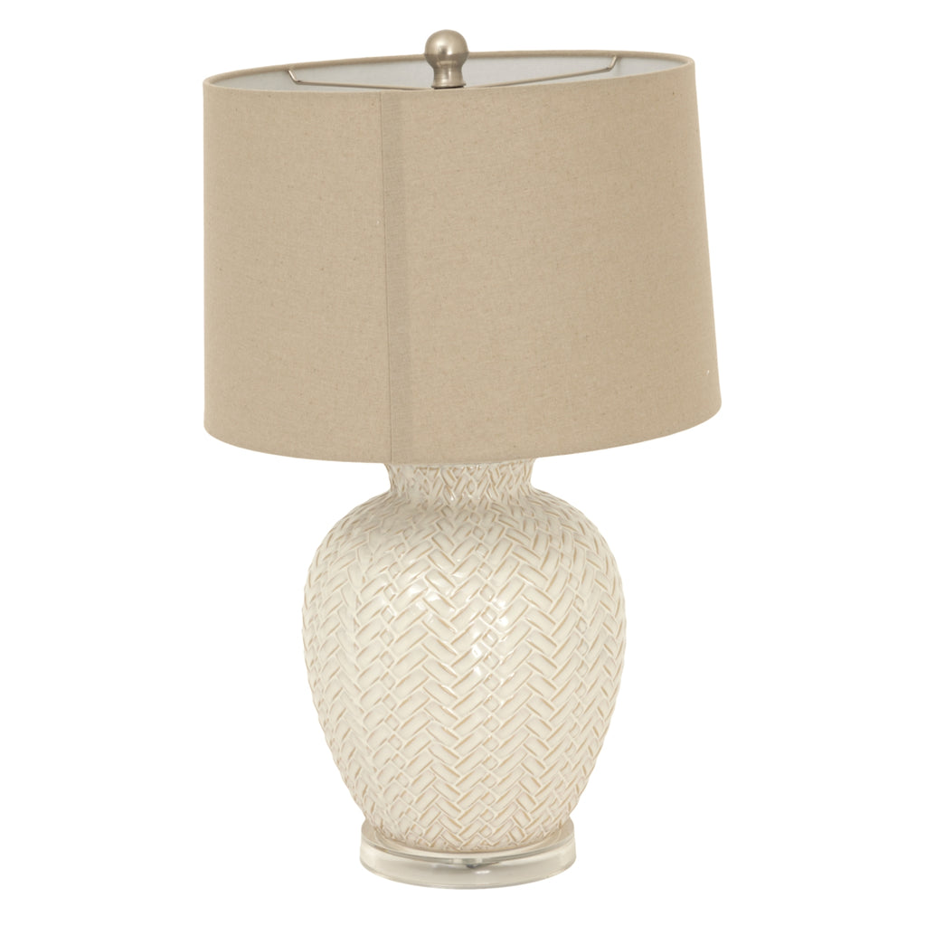 Twill Ceramic Table-Lamp-With-Linen-Shade Product Image