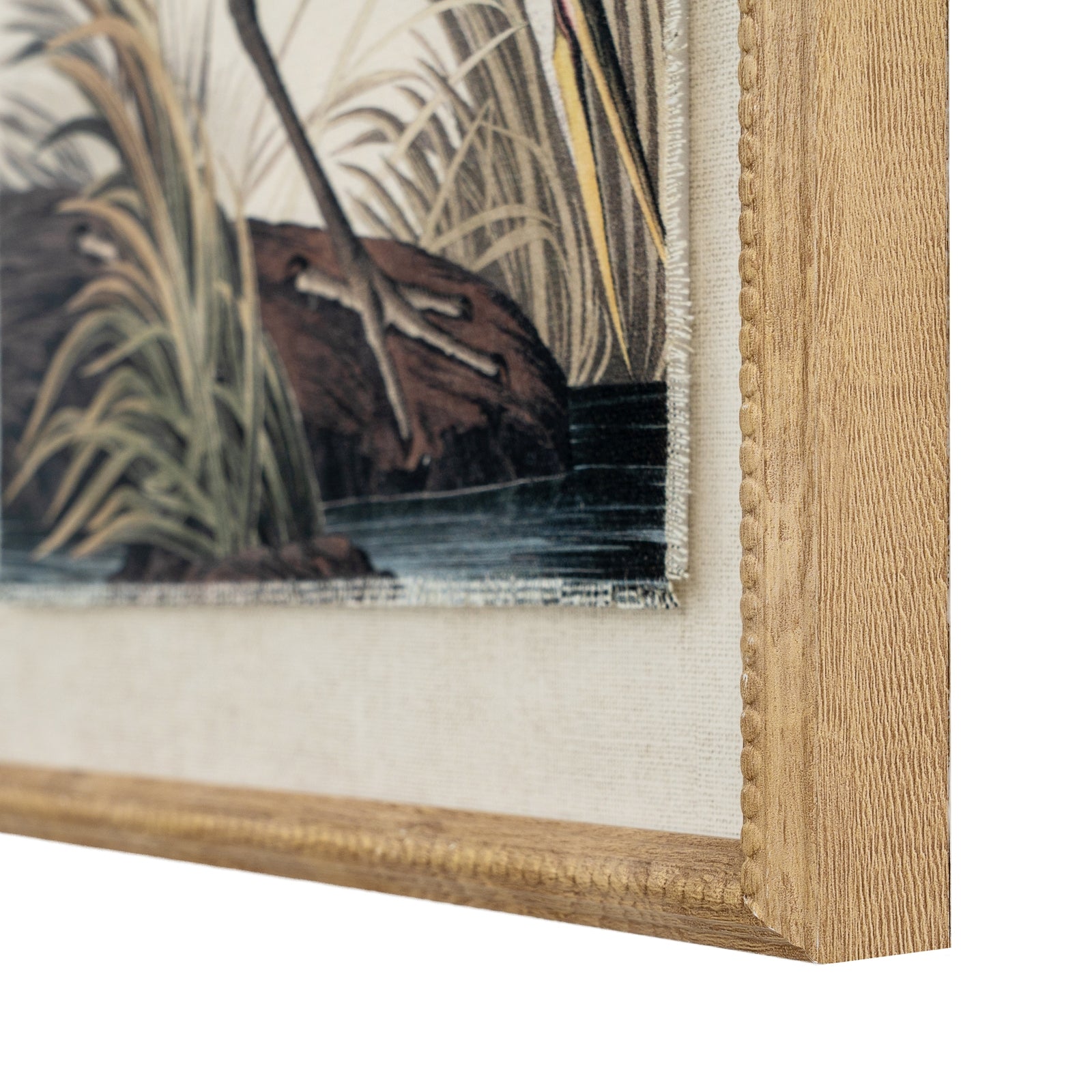 Flora & Fauna Collection Heron On Linen In Beaded Frame – view 2