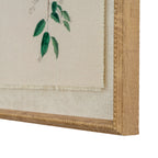 Flora & Fauna Study Chickadees Art Print On Linen Beaded Wooden Frame