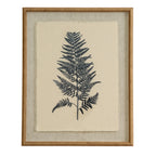 Flora & Fauna Study Fern Art Print On Linen Beaded Wooden Frame Product Image