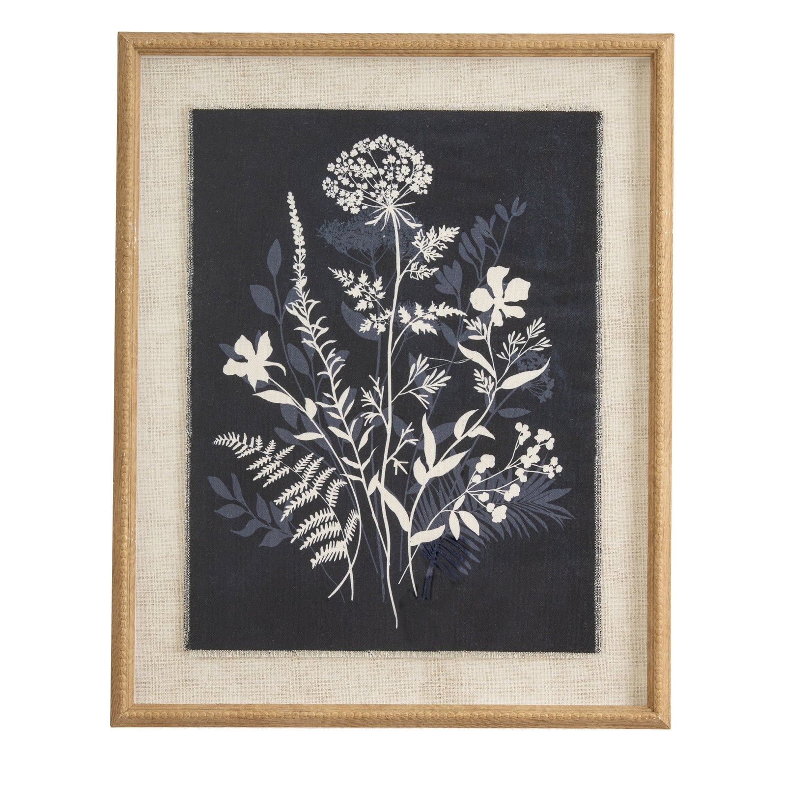 Flora & Fauna Collection Meadow On Linen In Beaded Frame – product view