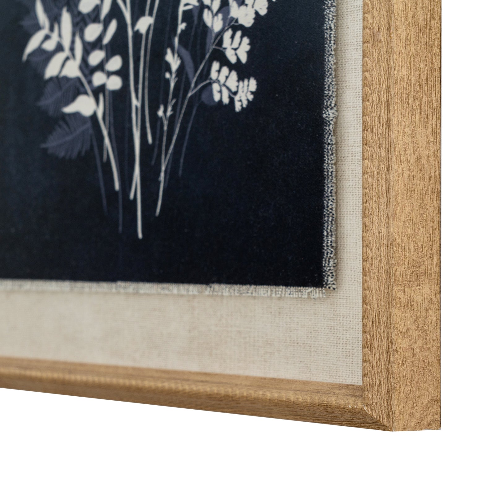Dark Flora Night Grove Art Print On Linen Beaded Wooden Frame