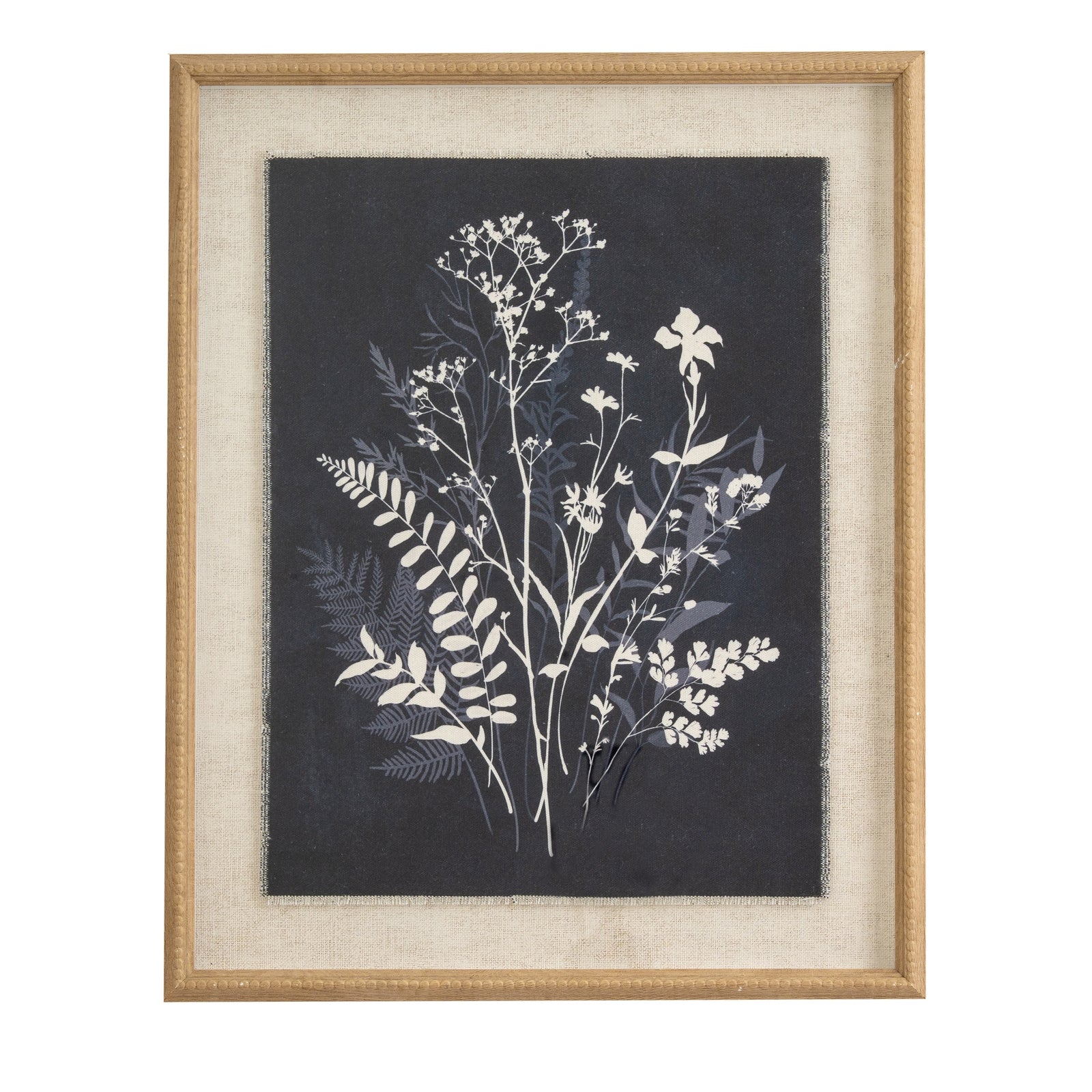 Dark Flora Night Grove Art Print On Linen Beaded Wooden Frame Product Image