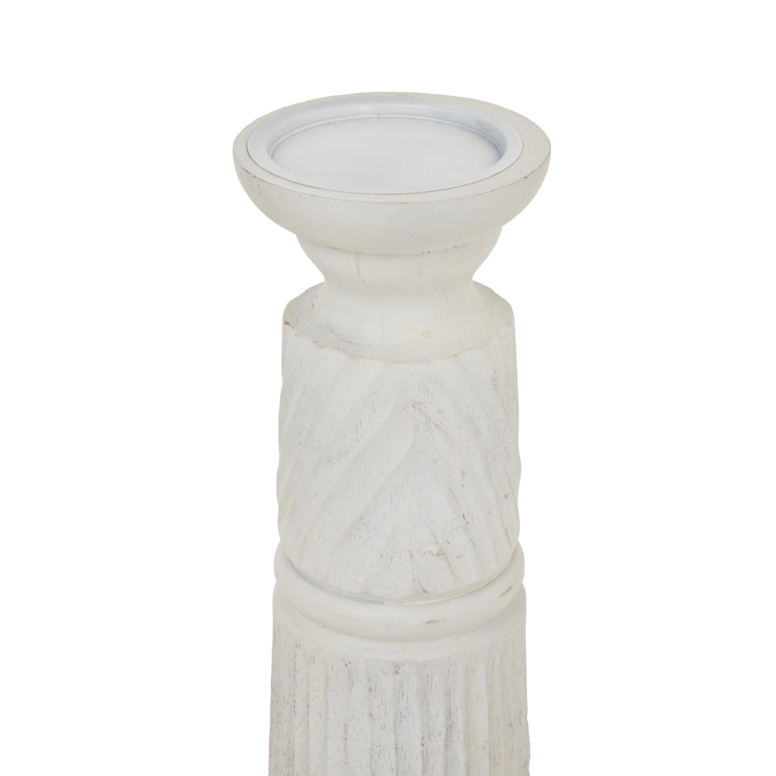 Medium Wood Carved Candle Holder