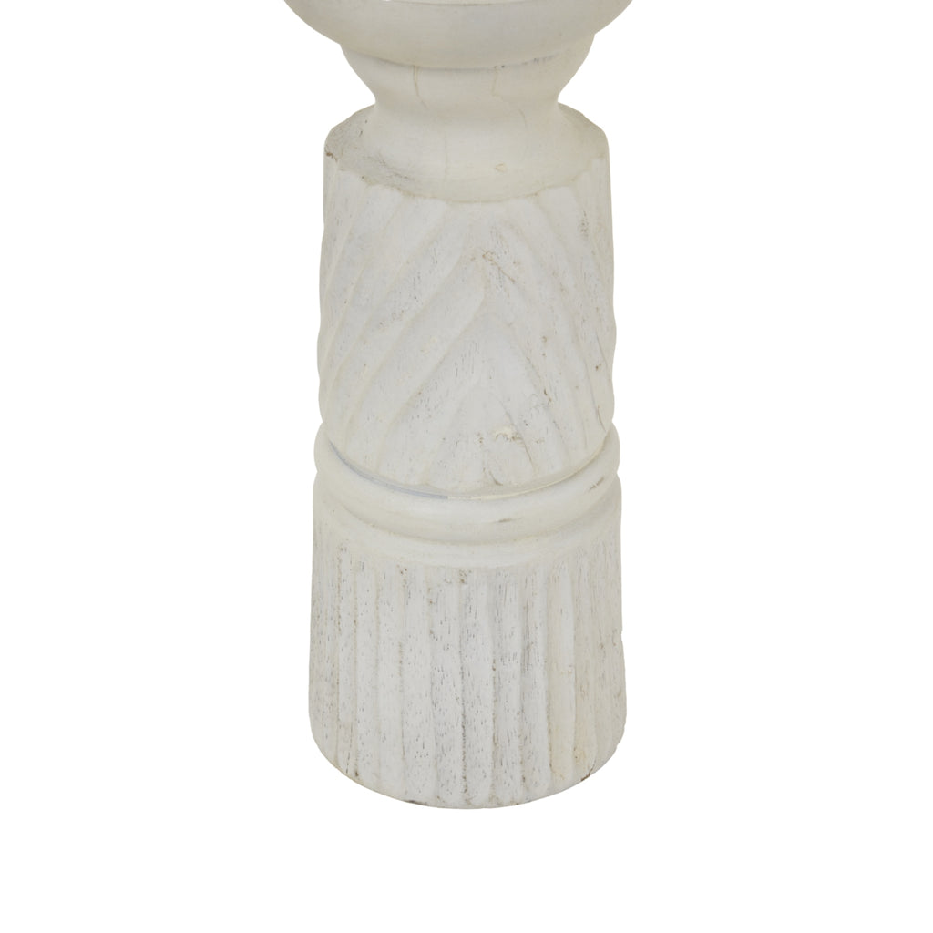 Medium Wood Carved Candle Holder
