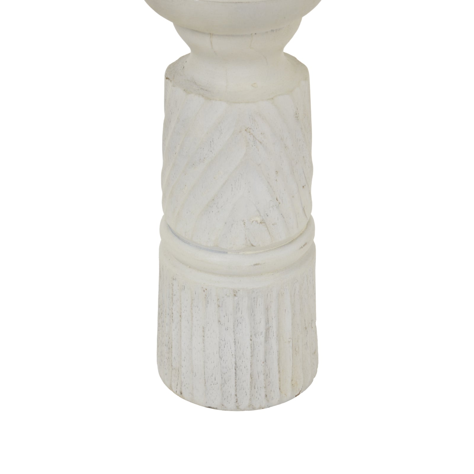 Medium Wood Carved Candle Holder