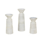 Medium Wood Carved Candle Holder