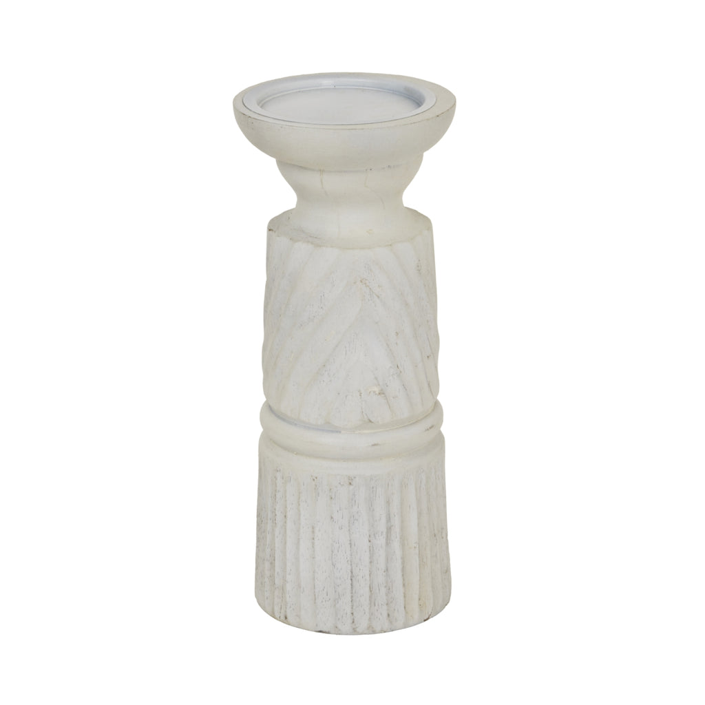 Medium Wood Carved-Candle-Holder Product Image